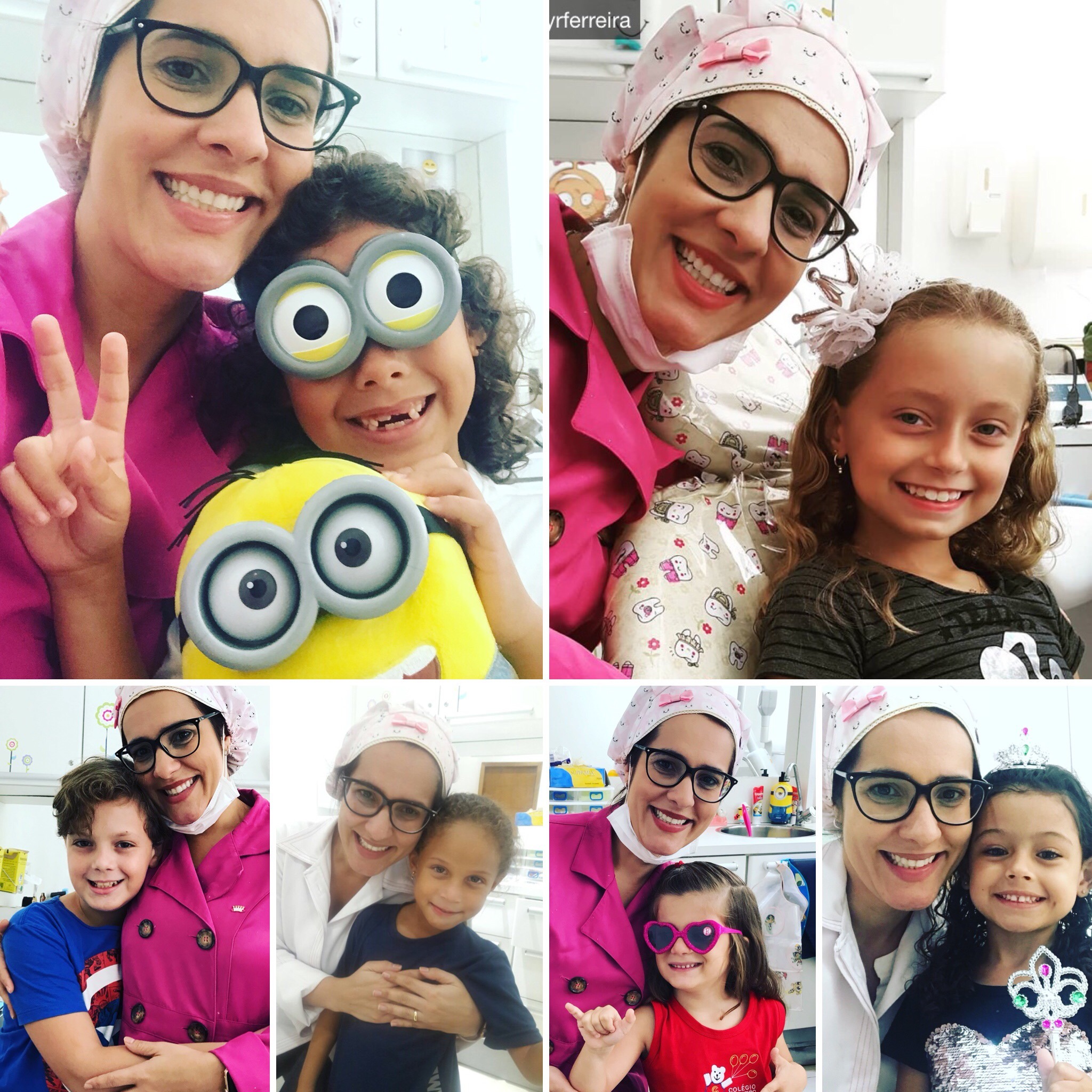 Mosaico de momentos de pacientes em consulta com a Dra. Anne.